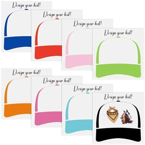 8 Pcs Truck Hat Template Palette Colorful Baseball Cap Templates Create Personalized Hat Patches Truck Cap Design Accessories Supplies for Designing Customized DIY Patches
