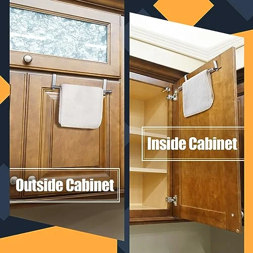 2 Pack Over Cabinet Towel Holder, Stainless Steel Towel Rack for Cabinet, 9 Inch for Home Kitchen Bathroom Doors view 4