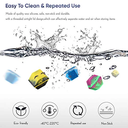5 Pcs 26 ml Silicone Wax Concentrate Containers, Honeycomb Design Hexagon Non-stick Multi Use Storage Jars with Carving Tool & 5 Inch Wax Mat Pad for Oil Kitchen Storage view 4