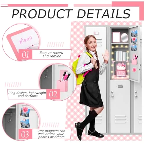 11 Pcs Back to School Locker Accessories Kit, Pink, Classic view 4