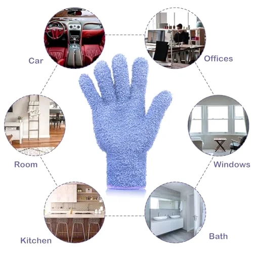 2 Pairs Microfiber Gloves for Plants,Dark Purple, Violet,Large view 4