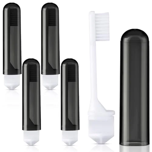 4 Pcs Travel Toothbrush Mini Foldable with Case,Black Color