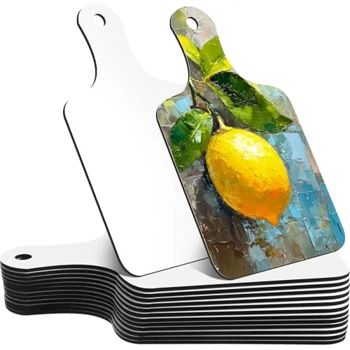 12 Pcs Sublimation Cutting Board Blanks 6.3 x 11.81 Inches Sublimation Chopping Board Craft with Handle Heat Thermal Transfer Sheet DIY Picture Charcuterie for Home and Kitchen Decoration