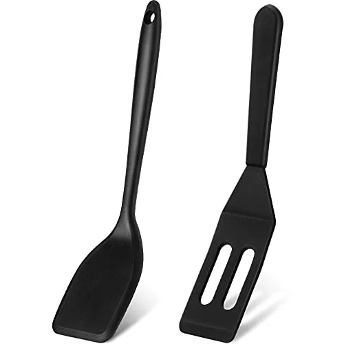 2 Pieces Small Silicone Brownie Spatula Mini Nonstick,Black