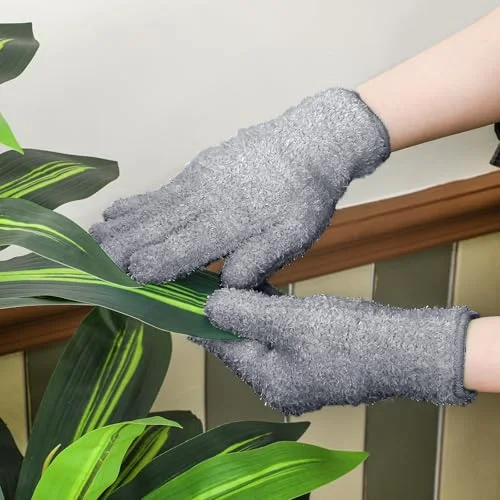 3 Pairs Microfiber Dusting Gloves for Plants Leaf, Large view 2