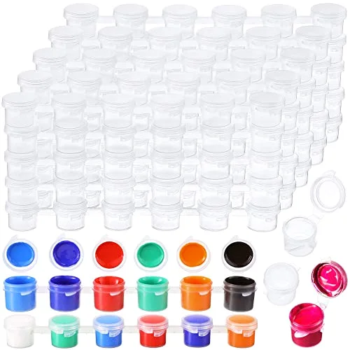 100 Strips Empty Paint Pots with Lids Containers,3 Ml/ 0.1 Oz