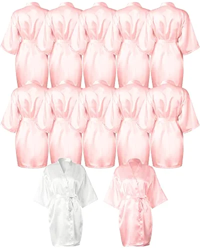 12 Pcs Bridesmaids Robes for Women Silk Satin Kimono Short Robe Bulk Bridal Party Wedding Sleepwear