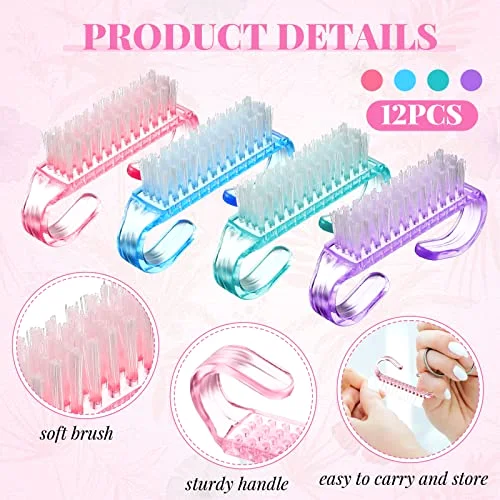 24 Pcs Nail Brushes for Cleaning, Fingernail Hand Toes,Transparent view 2