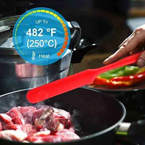 4 Pcs Silicone Jar Spatulas 13 and 9.6 Inch Non-stick,Red, Black view 3
