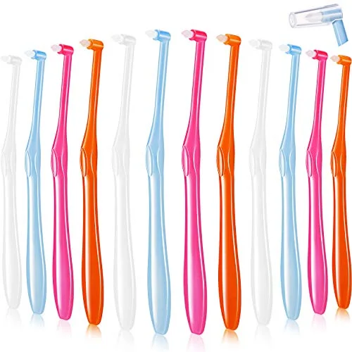 12 Pcs End Tuft Toothbrush Soft Interdental Brushes Tooth Stain Remover Trim Toothbrush Single Brush for Implants Teeth Detail Cleaning Supplies