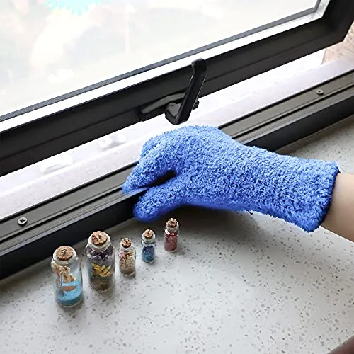 Microfiber Gloves for Plants Dusting Cleaning Glove Mittens, Navy Blue, 4 Count view 3