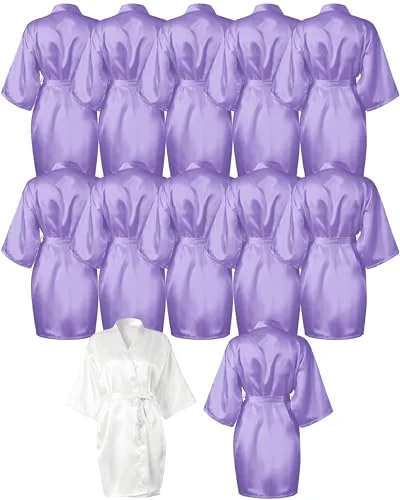 12 Pcs Kimono Robes for Women Silky Bride Bridesmaids Robe Lightweight Short Satin Robe for Wedding Bridal Birthday Party