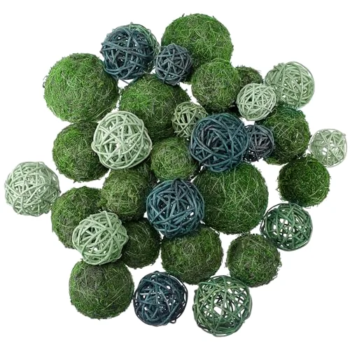 36 Pcs Wicker Rattan Balls Decorative Balls for Centerpiece Bowls Orbs Vase Fillers for Spring Summer Craft, Wedding Party, Potpourri Decoration, 4 Sizes