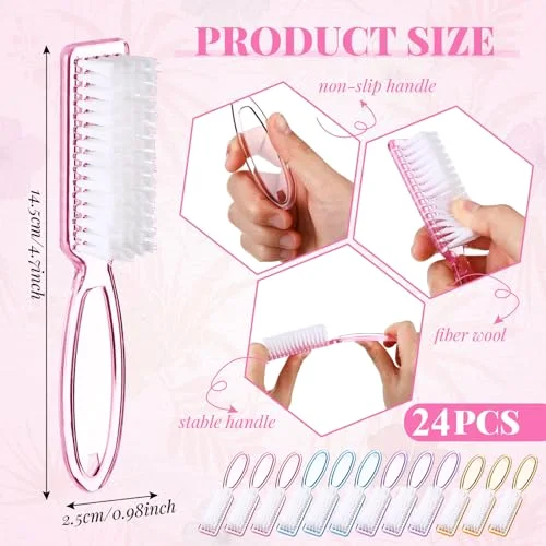 48 Pcs Nail Brushes for Cleaning, Fingernail Hand Toes,Transparent view 2