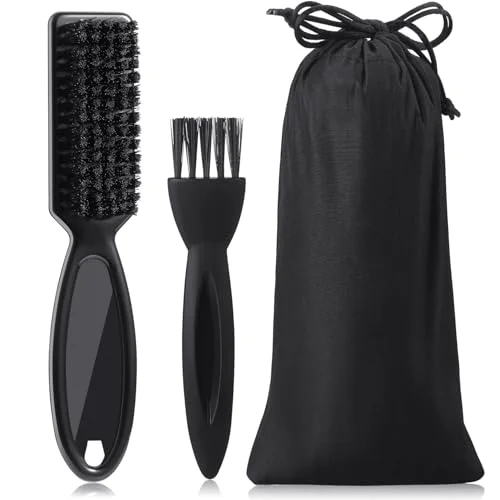 2 Pieces Barber Clipper Brush Tools Set, Shaver Razor Trimmer Cleaning Brush with Drawstring Storage Pouch for Hair Cutting, Cleaning, Hair Stylist Tools and Salon Supplies