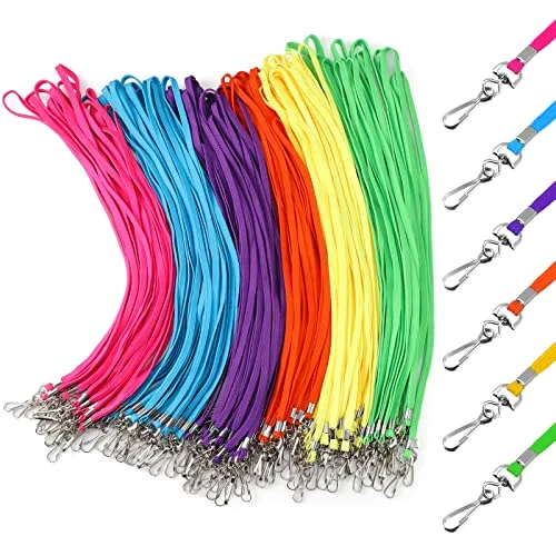 Bulk Lanyards for ID Badges with Clip, Colorful, 300 Pcs