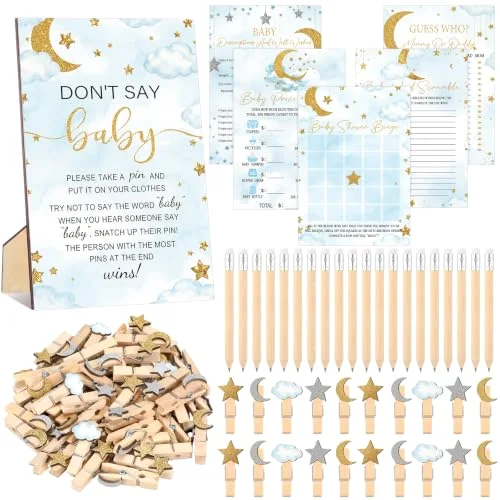 321 Pcs over The Moon Baby Shower Games Don't Say Baby Bingo Decor