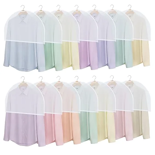 8 Pcs Shoulder Covers for Hanging Clothes 24 x 12 Inches Plastic Hanger Garment Dust Covers Breathable Protectors for Closet Storage Suit, Coats, Jackets