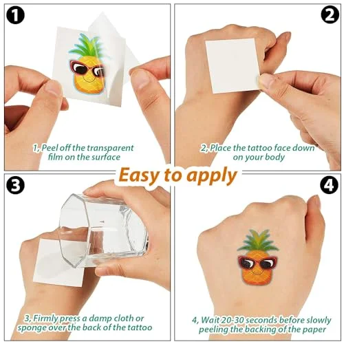 144Pcs Summer Temporary Tattoos for Kid Hawaiian Beach Pool Party Favors view 3