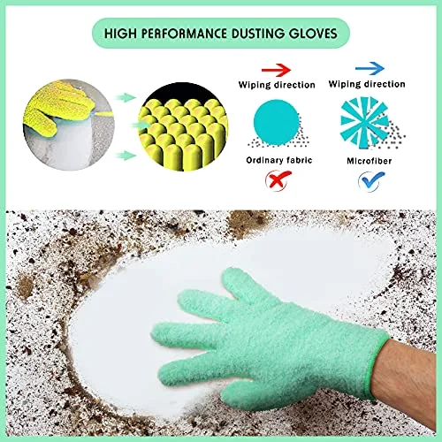 4 Pairs Microfiber Plant Dusting Gloves Reusable Leaf Dust Cleaning Glove Mittens for Plants House Cleaning Car Blinds view 4