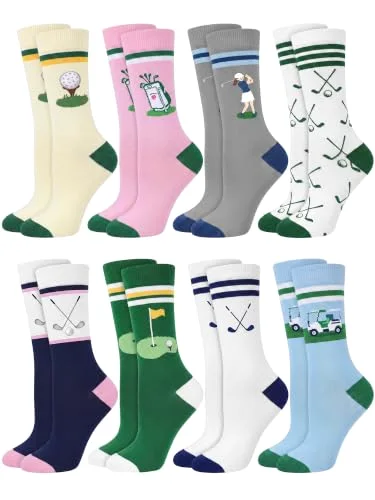8 Pairs Funny Golf Socks for Ladies Women Golf Themed Gift, Classic