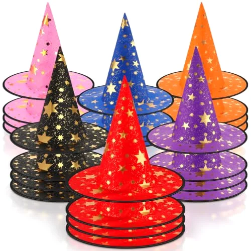 24 Pcs Witch Hats Halloween Costumes for Women,Vibrant Color