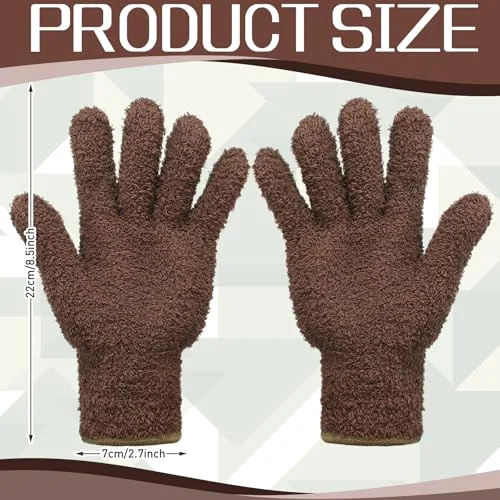 2 Pairs Microfiber Gloves for Plants,Dark Brown, Orange,Large view 2