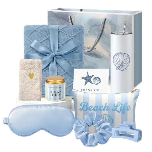 10 Pcs Beach Gift Basket for Women Beach Lover Birthday Gifts,Blue