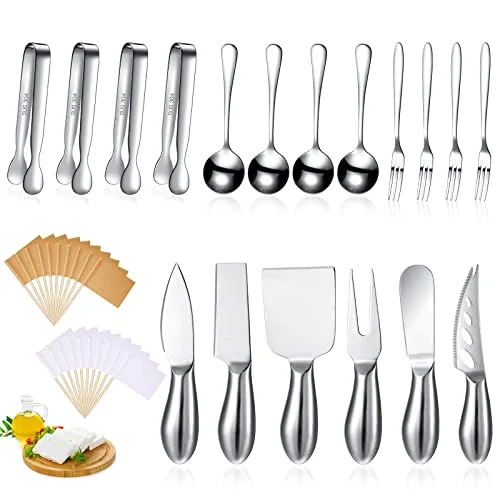Charcuterie Board Accessories Cheese Knife Set, Silver, 18 Pieces