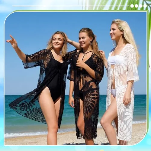 2 Pcs Swimsuit Cover up for Women Summer Swimwear Beach Bathing Suit Cover up Bikini Dress for Poolside Seaside Party view 3