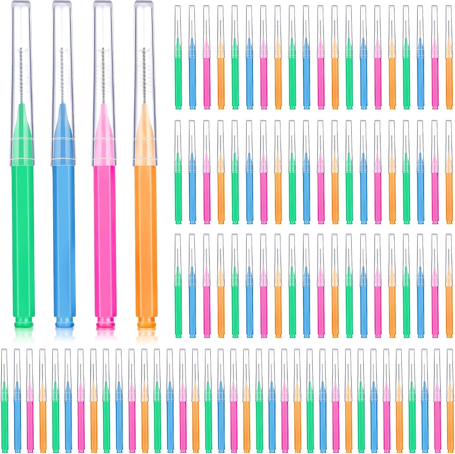 100 Pcs Braces Dental Brushes,Bright Colors