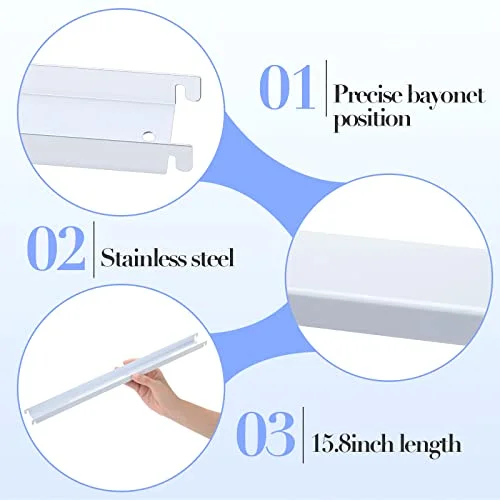 12 Pcs Lateral Front to Back File Bar Rails Hanging File Cabinet Rails Stainless Steel Drawer Inserts for Sides Letter Size Folders Office Home, White 15.76 Inches Long view 3