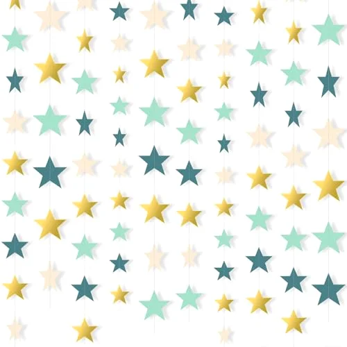 130 Feet Glitter Star Garland Banner 2026 Party Decoration Double Side Star Hanging String Streamer Paper Twinkle for Graduation Wedding Birthday