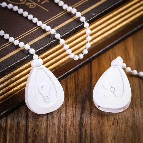 8 Pcs Ceiling Fan Pull Chain Ornament Decorative Pull Chain Pendant Extension 12 Inch Classic Drop Shaped Pendant Beaded for Ceiling Fans Lights Lamp White Fan Pulls Extenders with Connector view 2