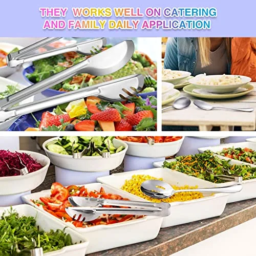 15 Pieces Silver Serving Utensil Set, Stainless Steel Buffet view 4