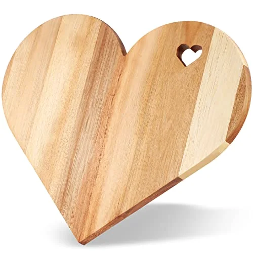 Heart Shaped Cutting Board, Acacia Wood Heart Charcuterie Board Bread Cheese Serving Platter Serving Charcuterie for Meat Cheese and Vegetables Wooden Servings Tray Valentine Day Women Gifts