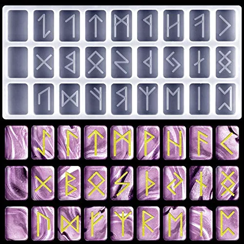 Rune Stone Resin Mold Energy Symbol Silicone Mold DIY Letter Symbol Epoxy Resin Rune Letter Casting for Party DIY Craft Making