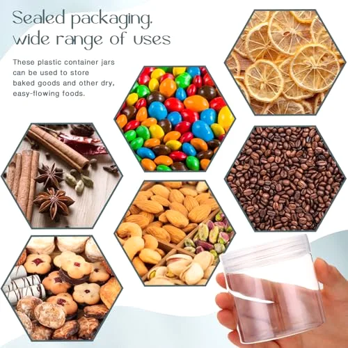 4 Pcs Plastic Jars Wide Mouth with Lids,8 Ounce,Clear view 4