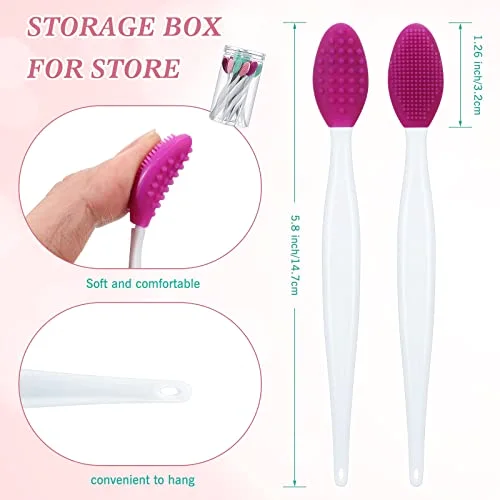 24 Pcs Silicone Lip Scrub Brush with Container,Pink, Green, Purple view 3
