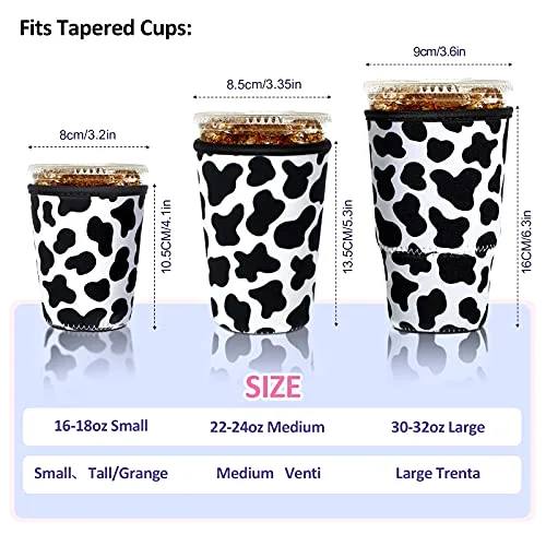 4 Pack Reusable Iced Coffee Insulator Sleeve, Neoprene Coffee Cup Holder for Iced Hot Drinks, Beverage Holder for Most Drinks view 3