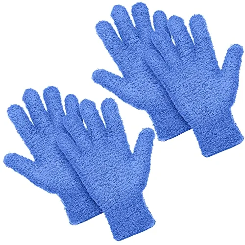 Microfiber Gloves for Plants Dusting Cleaning Glove Mittens, Navy Blue, 4 Count