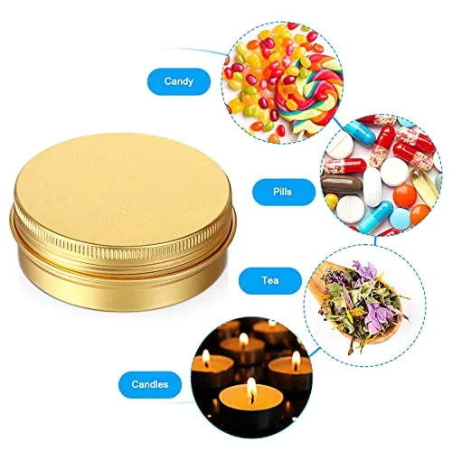 72 Pcs 2 oz Aluminum Tins Salve Containers with Screw Lid and Labels Round Cans Travel Cosmetic Metal Tins Jar for Candles Lotion Bars Balms Food Spice Candies DIY Crafts view 4