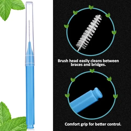 100 Pcs Braces Dental Brushes,Blue,Green,Elegant Size view 4