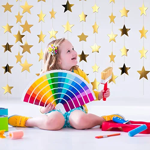Glitter Star Garland Banner Decoration, 130 Feet Bright Star Hanging Bunting Banner Backdrop for Engagement Wedding Baby Shower Birthday Christmas Party Decor view 4