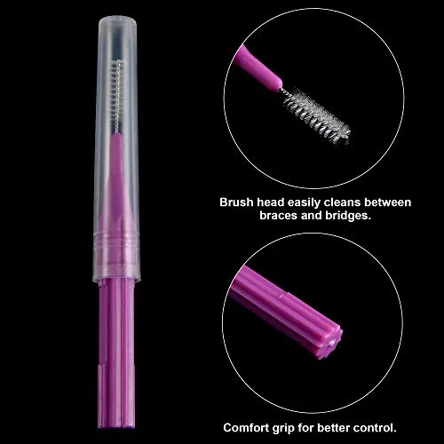 100 Interdental Brush Set, Light Blue, Yellow, Gray, Purple view 4