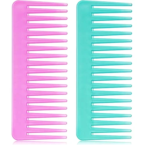 Wide Tooth Comb Handle-Free,Cyan, Rose Red