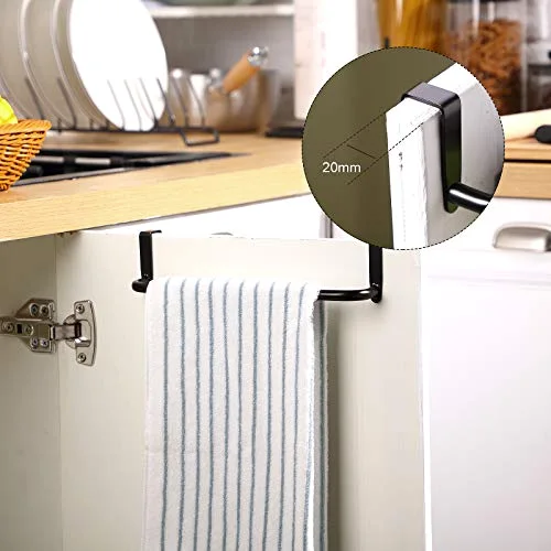 Over Cabinet Door Towel Bar, Metal Kitchen Rack,Black view 4