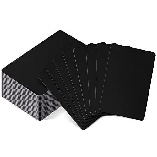 30 Pcs 0.8 mm Business Cards Blank Metal Engraving Blanks for DIY House Office Customer Gift Plate Invitations, 86 x 54 mm