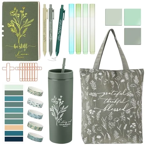 29 Pcs Bible Study Supplies Journaling Kit Women Gifts Set, Green