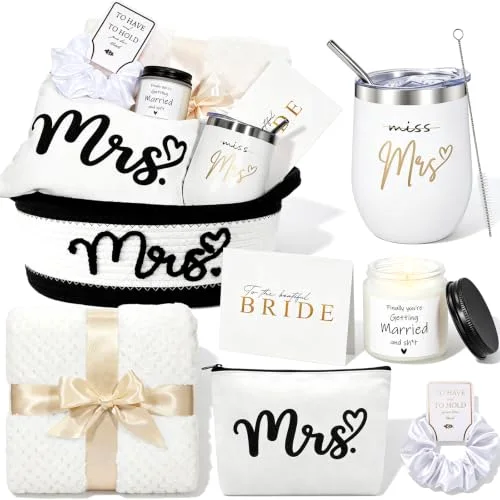 Wedding Gift Basket for Bride to Be Bridal Shower,Canvas,Black